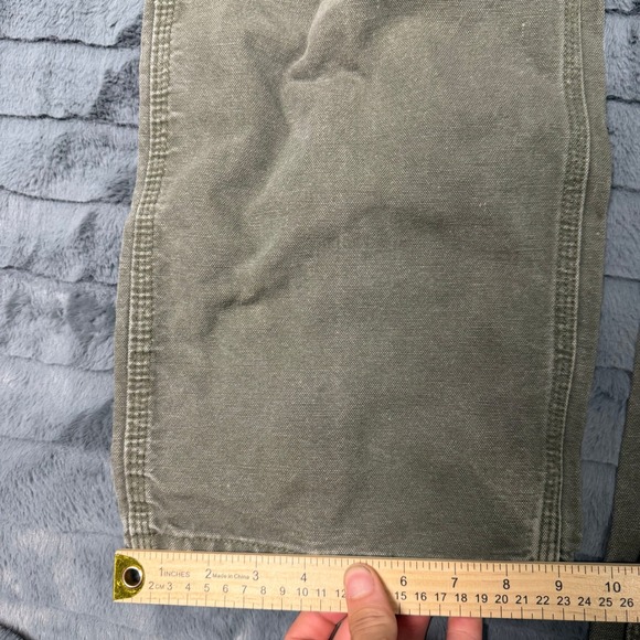 Carhartt Loose Fit Carpenter Pants Faded Olive Green Duck Canvas Mens 34x30 - Picture 7 of 10